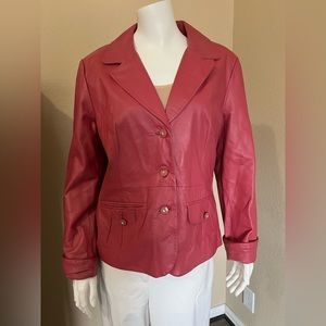 Pamela McCoy pinkish leather jacket
